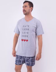 Jhs0075 - pijama hombre short HATE LESS LOVE MORE
