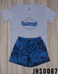 Jhs0087 - pijama hombre short ORGULLOSO MIEMBRO DORMILONES ANÓNIMOS