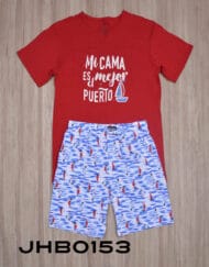 Jhb0153 - pijama bermuda MI CAMA ES EL MEJOR PUERTO