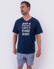 Jhb0168 - pijama hombre bermuda BESOS DE BUENAS NOCHES O NOCHES DE BUENOS BESOS
