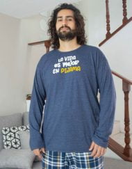 JHI0290 - pijama hombre invierno LA VIDA ES MEJOR EN PIJAMA