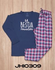 JHI0309 - pijama hombre invierno LA BESTIA RONCADORA