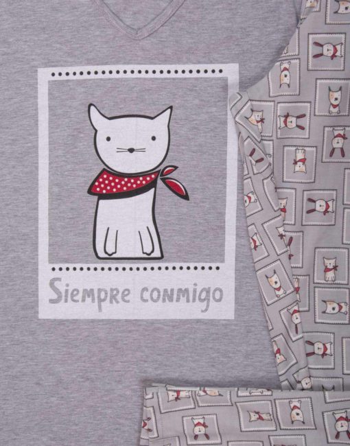 JML0239 - pijama mujer pantalón SIEMPRE CONMIGO GATO - Imagen 2