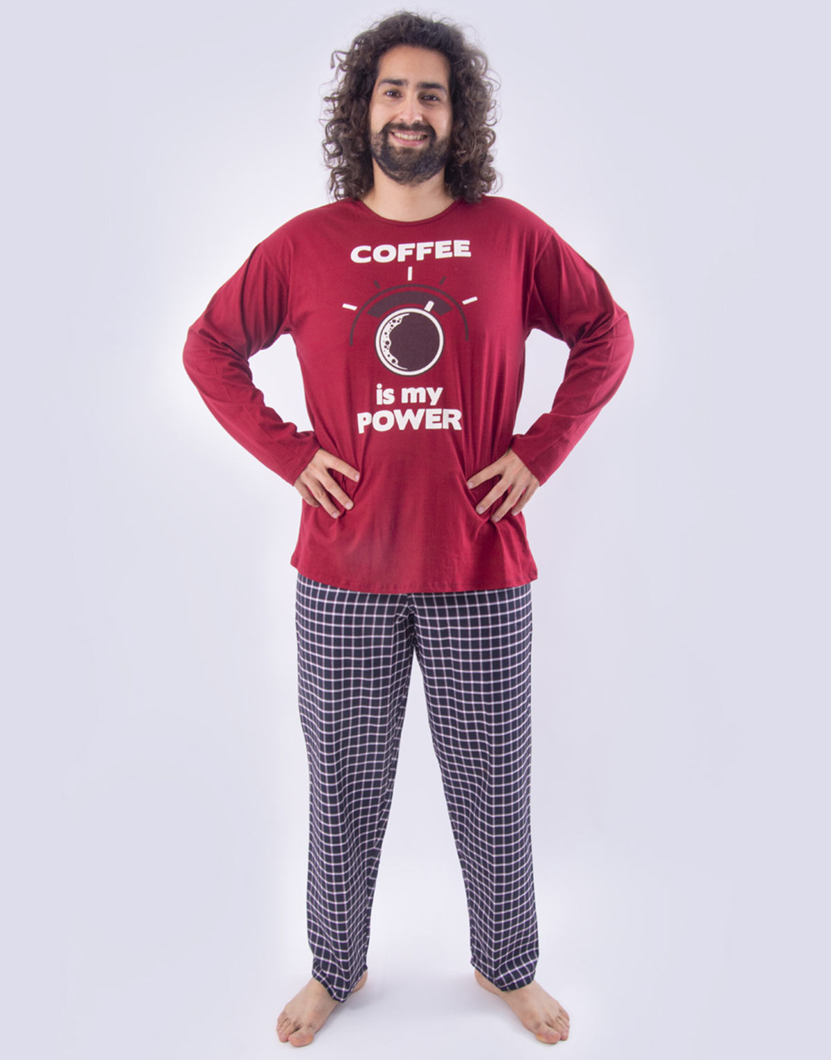 Jhi0228 - pijama hombre invierno COFFEE IS MY POWER