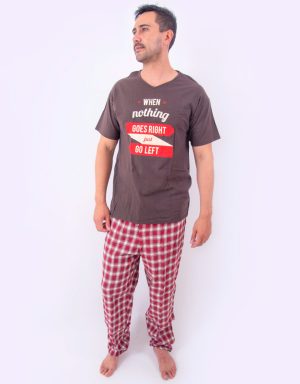 Jhe0096 - pijama hombre invierno WHEN NOTHING GOES RIGHT, JUST GO LEFT