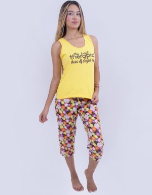 Jmc0124 - pijama mujer capri THE BEST THERAPIST HAS 4 LEGS