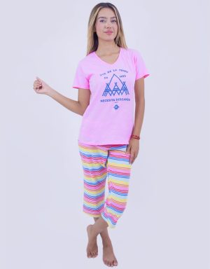 Jmc0150 - pijama mujer capri JEFE DE LA TRIBU 24 HRS NECESITA DESCANSO