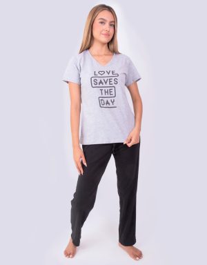 Jmp0109 - pijama mujer pants LOVE SAVES THE DAY