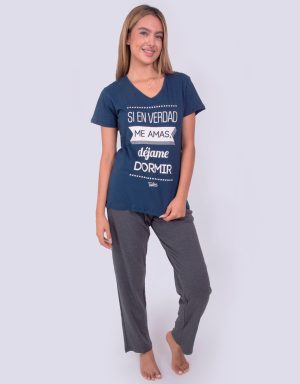 Jmp0112 - pijama mujer pants SI EN VREDAD ME AMAS, DÉJAME DORMIR