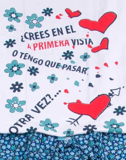 Jml0079 - pijama mujer pantalón ¿CREES EN EL AMOR A PRIMERA VISTA O TENGO QUE PASAR OTRA VEZ? - Imagen 2