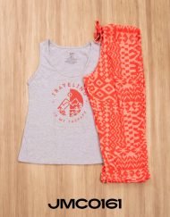 JPA0126 pijamas parejas TRAVELING IS MY THERAPY - ella capri - él pantalón