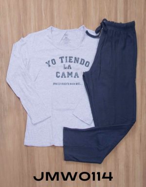 Jmw0114 - pijama mujer pants YO TIENDO LA CAMA UNA ESTIRADITA NADA MÁS