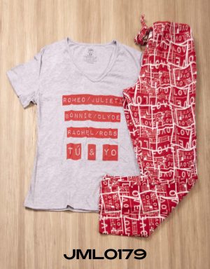 Jml0179 - pijama mujer pantalón ROMEO/JULIETA BONNIE/CLYDE RACHEL/ROSS TÚ & YO
