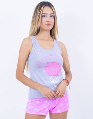 Jms0218 - pijama mujer short AL BUEN DORMILÓN POCAS PALABRAS SHHH!