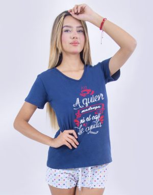 Jms0220 - pijama mujer short A QUIEN MADRUGA NI EL CAFÉ LE AYUDA
