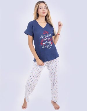 Jml0178 - pijama mujer pantalon A QUIEN MADRUGA NI EL CAFÉ LE AYUDA
