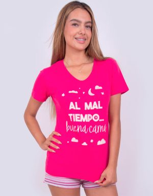Jms0229 - pijama short mujer AL MAL TIEMPO... BUENA CAMA