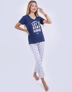 Jml0183 - pijama mujer pantalon LET'S STAY HOME