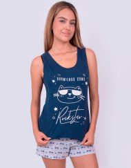Jms0231 - pijama mujer short DURMIENDO COMO ROCKSTAR