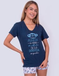 Jms0230 - pijama mujer short AUNQUE LA MONA SE VISTA DE SEDA DORMIDA SE QUEDA