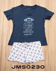 Jms0230 - pijama mujer short AUNQUE LA MONA SE VISTA DE SEDA DORMIDA SE QUEDA
