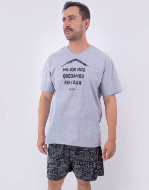 Jhs0083 - pijama hombre short MEJOR NOS QUEDAMOS EN CASA
