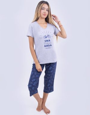 Jmc0182 - pijama mujer capri UNA CICLÓPATA ANDA SUELTA