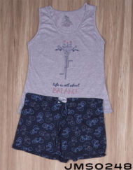 JPA0131 pijama parejas LIFE IS ALL ABOUT BALANCE - ella short o pantalón - él pantalón