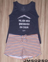 JPA0132 pijama parejas MEJOR NOS QUEDAMOS EN CASA - ella short él short
