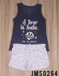 JPA0136 pijamas parejas A TIRAR LA TOALLA (en la playa)  - ella short él bermuda