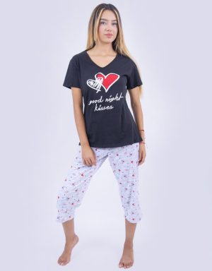 Jmc0202 - pijama mujer capri GOOD NIGHT KISSES