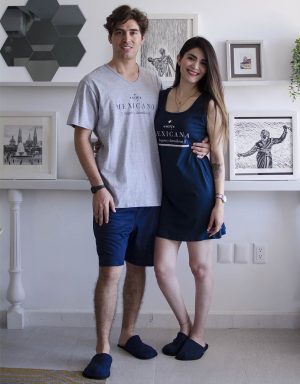 JPA0145 pijama parejas SOY MEXICANO(A) CHINGÓN(A) Y DORMILÓN(A) - ella camisón, el short