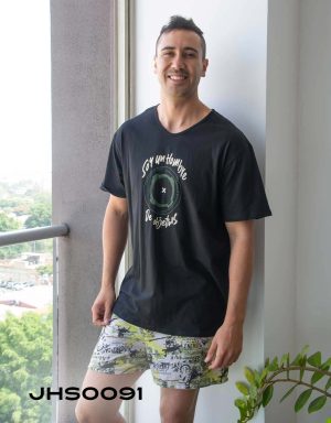 Jhs0091 - pijama hombre short SOY UN HOMBRE DE OBJETIVOS