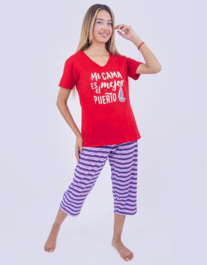 Jmc0205 - pijama mujer capri MI CAMA ES EL MEJOR PUERTO