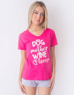 Jms0272 - pijama mujer short DOG MOTHER WINE LOVER