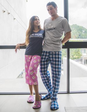 JPA0150 pijama parejas ME DICEN DORMILÓN(A) - ella capri, él pantalón