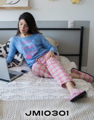 Jmi0301 - pijama mujer invierno SONRIE ES HORA DE DORMIR Y SOÑAR
