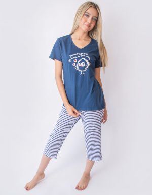 Jmc0186 - pijama mujer capri SONRIENDO Y GOZANDO QUE LA VIDA SE PASA VOLANDO