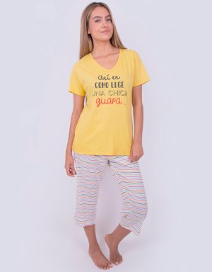 Jmc0187 - pijama mujer capri ASÍ ES COMO LUCE UNA CHICA GUAPA...