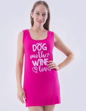 CMS0040 - camisón sin manga DOG MOTHER WINE LOVER