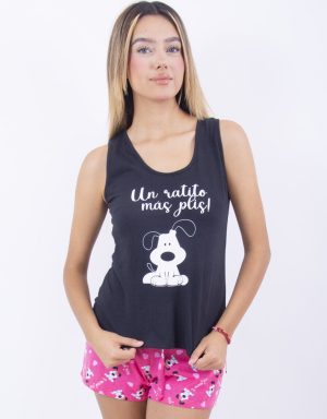 Jms0292 - pijama mujer short UN RATITO MÁS PLIS!