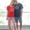 JPA0158 pijama para parejas - LA BELLA DURMIENTE / LA BESTIA RONCADORA - ella capri él bermuda