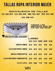 Tallas Ropa interior mujer