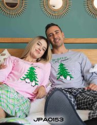 JPA0153 pijama parejas NAVIDAD TÚ Y YO... NO SÉ... PIÉNSALO PINGÜINOS - ella y él pantalón franela