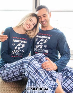 JPA0164 pijama parejas - ADVERTENCIA PIES FRÍOS ambos pantalón