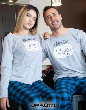 JPA0171 pijama parejas - ESTADO CIVIL CANSADO/A ambos pantalón