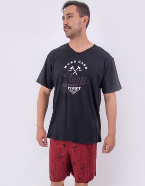 Jhb0104 - pijama bermuda WORK HARD SLEEP TIGHT