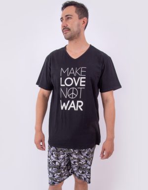 Jhb0143 - pijama bermuda MAKE LOVE NOT WAR