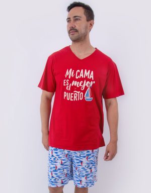 Jhb0153 - pijama bermuda MI CAMA ES EL MEJOR PUERTO
