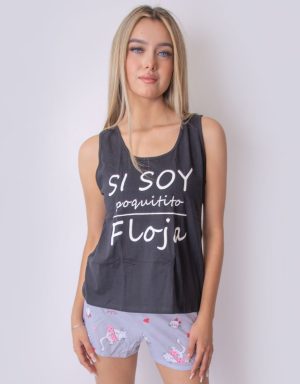 JPA0178 pijama parejas - POQUITITO FLOJA / POQUITITO FLOJO ella short él bermuda